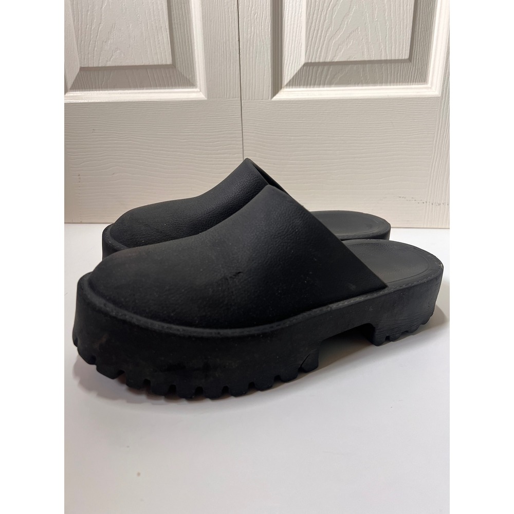 Jeffrey Campbell Black Platform Clogs Lug Sole Mules Womens 10 EUR 41 Slip On